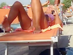 Milf in bikini at swimming pool