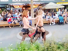 Nude in public girl 2 girlfriends flashing fun in russia