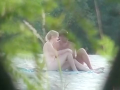 Ukrainian nudists caught fucking in the sand