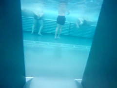 Underwater masturbating and playing with a cock