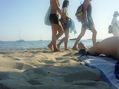 Hot girls pass by as I stroke my dick