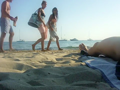 Hot girls pass by as I stroke my dick