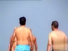 Ravishing angel walks around the beach in the nude