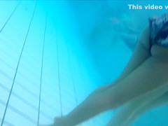 Underwater cams in the pool catch sexy maidens in bikinis fooling around