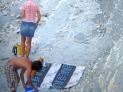 Skinny nudist girl gives head to the extremely horny daddy