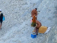 Skinny nudist girl gives head to the extremely horny daddy
