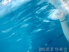 Gorgeous babes fool around with their men in the pool