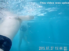 Gorgeous babes fool around with their men in the pool