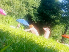 Russian mature nudists expose their private parts