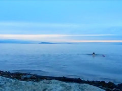 Naked woman greets the beauty of the sea
