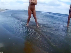 Group of mature mommies and daddies enjoy the nudist beach