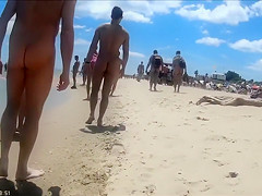 Group of mature mommies and daddies enjoy the nudist beach
