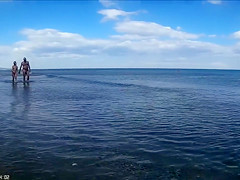 Group of mature mommies and daddies enjoy the nudist beach