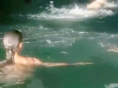 Topless poolside tanning and skinny dipping teens