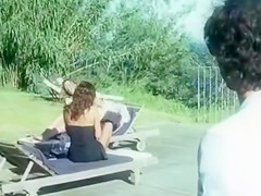 Topless poolside tanning and skinny dipping teens