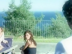 Topless poolside tanning and skinny dipping teens