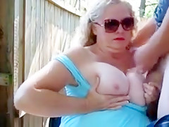 Mature couple garden play