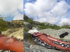 Horny dude spies on the tanned girl masturbating her clit