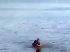Horny French couple has sex in the water