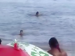 Horny French couple has sex in the water