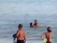 Horny French couple has sex in the water