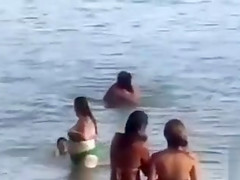 Horny French couple has sex in the water