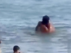 Horny French couple has sex in the water