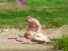 Skinny nudist girl penetrated by chubby boyfriend