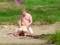 Skinny nudist girl penetrated by chubby boyfriend