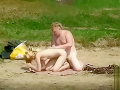 Skinny nudist girl penetrated by chubby boyfriend
