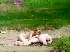 Skinny nudist girl penetrated by chubby boyfriend