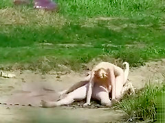 Skinny nudist girl penetrated by chubby boyfriend