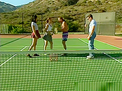 Exotic pornstars Eva Flowers and Brooke Waters in incredible threesomes, group sex porn video