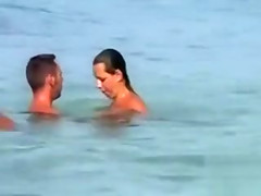 Nudist beach foursome featuring ravishing sex bombs