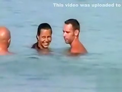 Nudist beach foursome featuring ravishing sex bombs