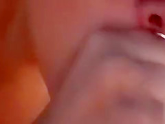 My large penis stroked and sucked by the pretty girlfriend