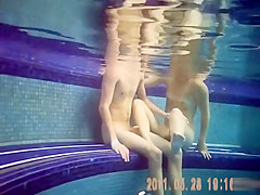 Naughty nudists enjoy banging hard underwater in the pool