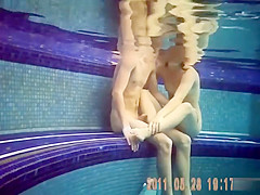 Naughty nudists enjoy banging hard underwater in the pool
