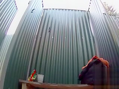 Busty girlfriend sucks his penis in beach shower