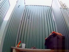 Busty girlfriend sucks his penis in beach shower