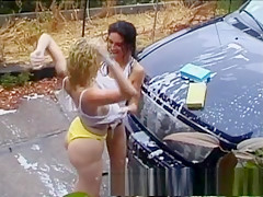 Hottest pornstars Bobbi Barrington and Rebecca Lord in best outdoor, masturbation porn clip