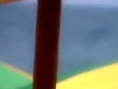 Black bubble butt in a skimpy bikini at the beach