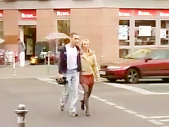 Blonde in chcecked skirt fucked outdoors