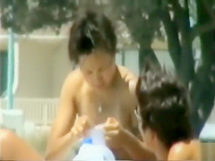 Steamy beach day with a nice natural tits girl