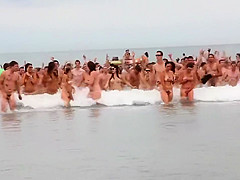 Naked Canadian students having tremendous fun at the beach