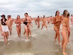 Naked Canadian students having tremendous fun at the beach