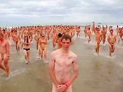 Naked Canadian students having tremendous fun at the beach