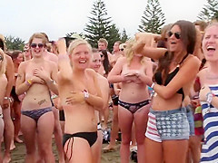 Naked Canadian students having tremendous fun at the beach