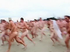 Naked Canadian students having tremendous fun at the beach