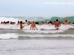 Naked Canadian students having tremendous fun at the beach